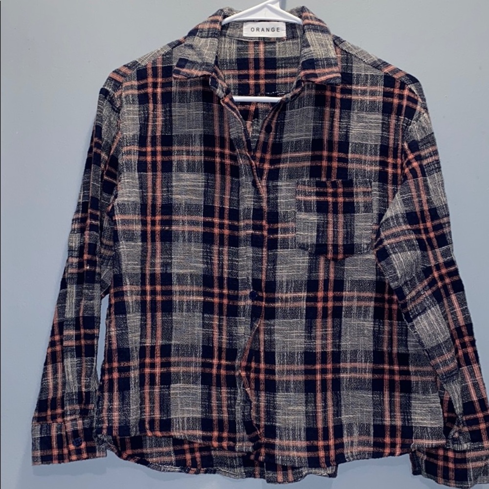 ORANGE flannel button up
